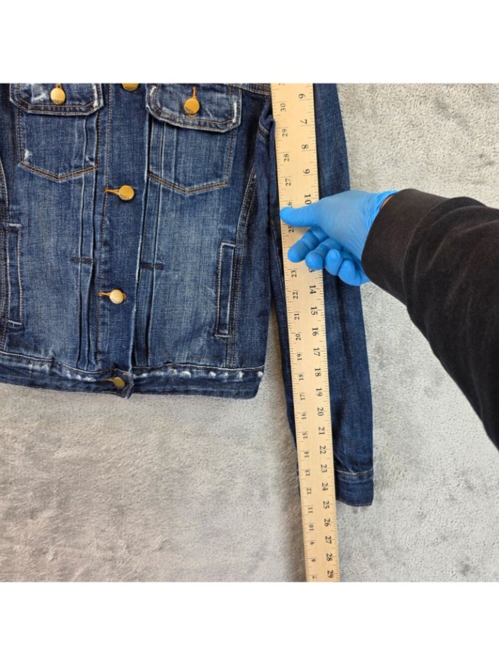 Gap 1969 Denim Jacket Womens XS Blue Button Front Collared Distressed Trucker - Picture 5 of 10